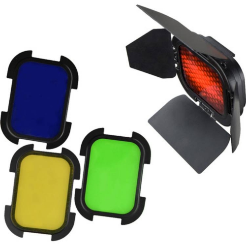 شیدر رنگی فلاش Godox bd-07 Barndoor Kit+4 Color Gels for AD200 Speedlight Head